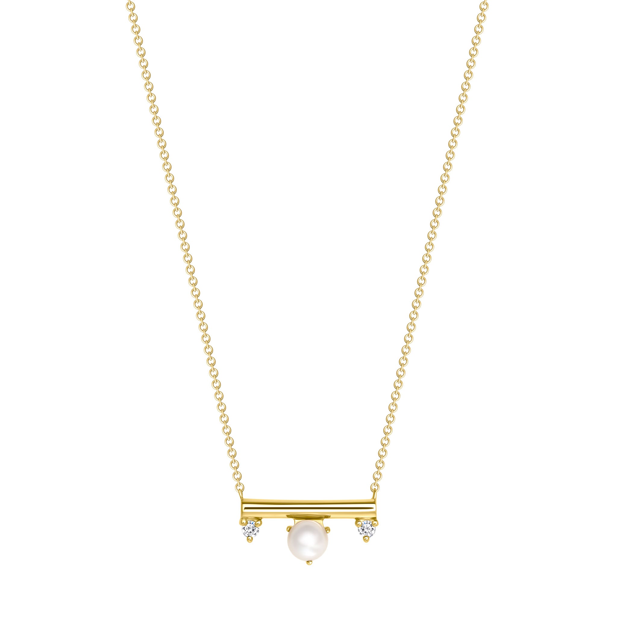 14k Gold Diamond and Pearl Bar Necklace – Sincerely