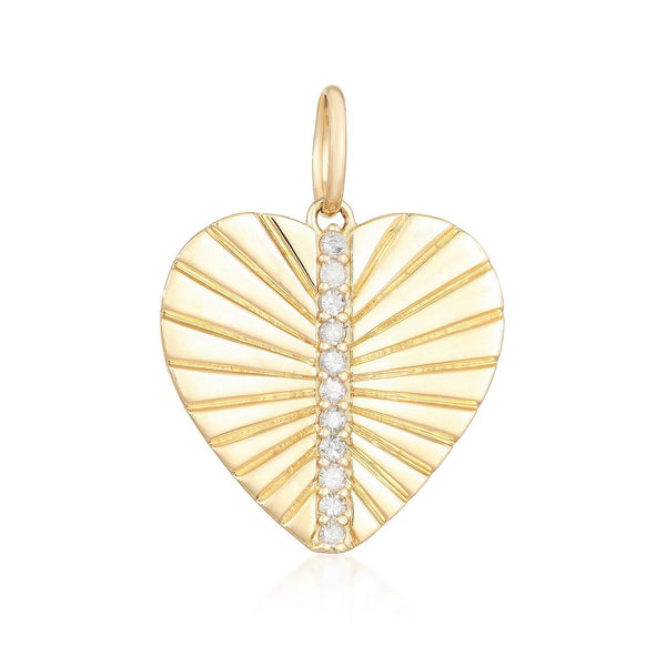 Gold and Diamond Fluted Heart Charm