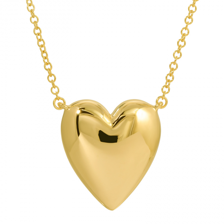 Gold Puffy Heart Necklace