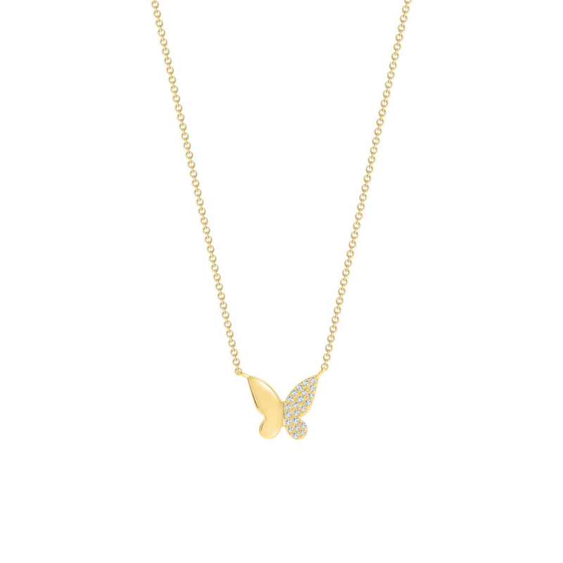 Mini Gold and Diamond Butterfly Necklace