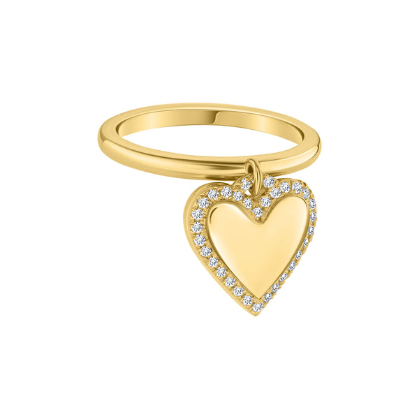 Gold and Diamond Bubble Heart Charm Ring