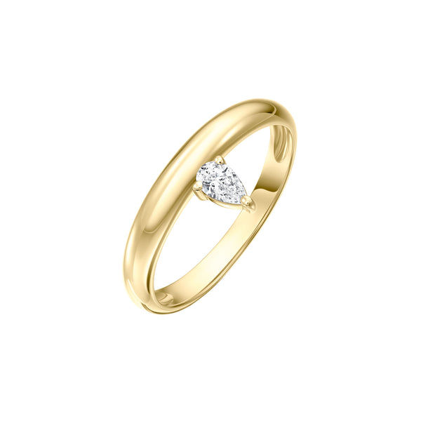 14k Gold and Pear Shaped Diamond Ring