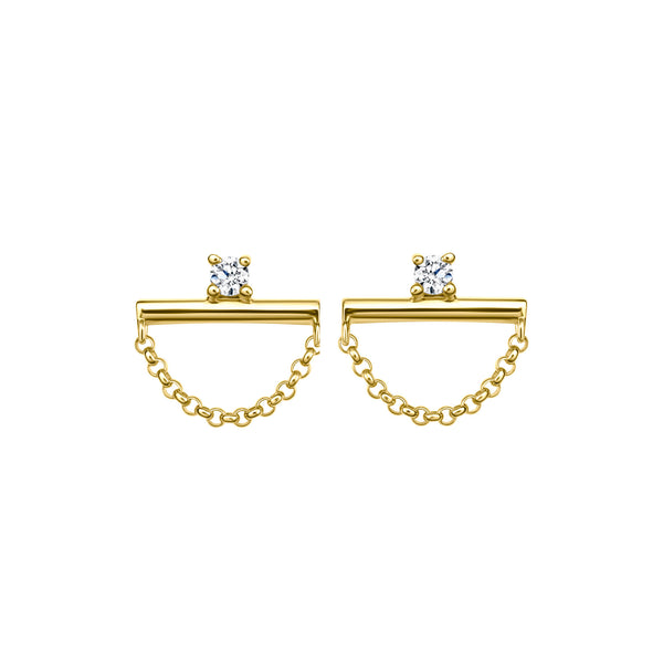 14k Gold Chain & Diamond Earrings