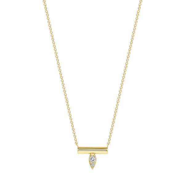 14k Gold "Pear" Shaped Diamond Illusion Necklace