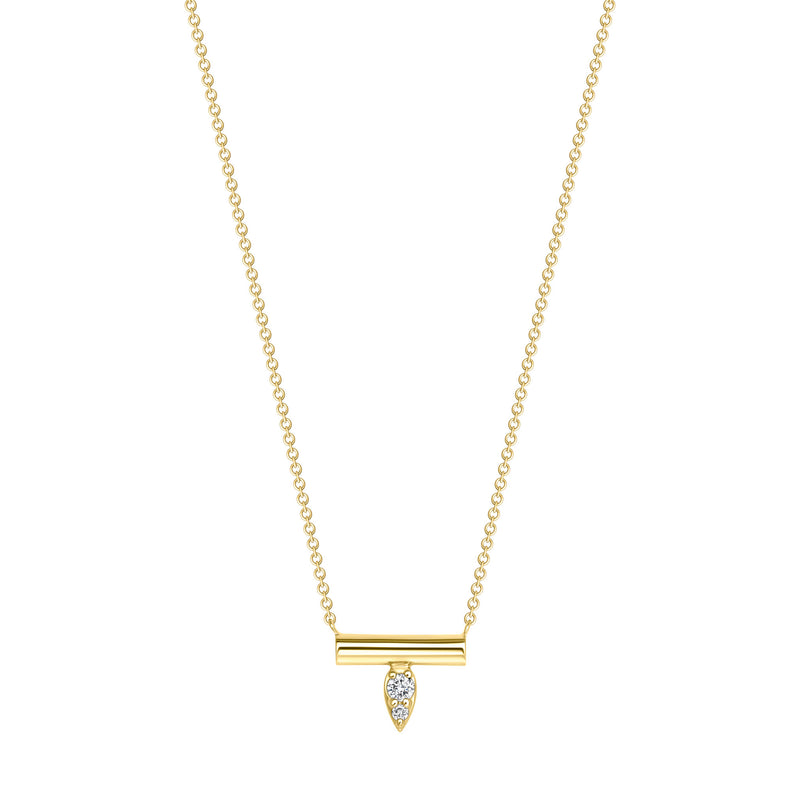 14k Gold "Pear" Shaped Diamond Illusion Necklace