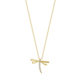 14k Gold and Diamond Dragonfly Necklace