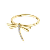 14k Gold and Diamond Dragonfly Ring