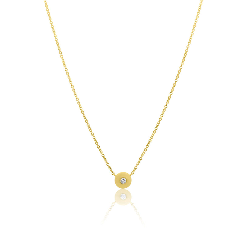 Gold Donut Bezel Set Diamond Solitaire Necklace