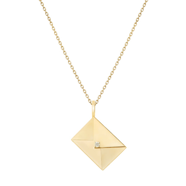 Gold and Diamond Love Letter Necklace