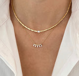 14k Gold and Diamond Baguette Necklace