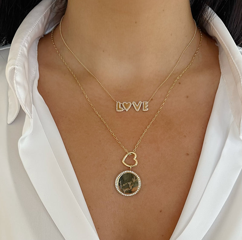 Love Letters Necklace P, Balloon letter pendant in gold