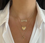 Gold and Diamond Bubble Letter LOVE Necklace