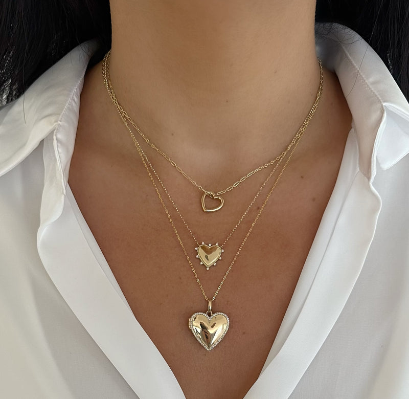 Gold and Diamond Heart Locket Necklace