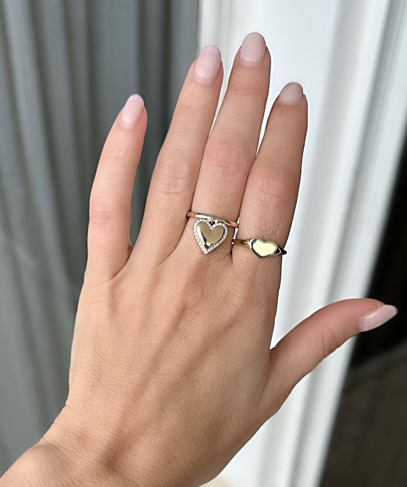 Gold and Diamond Bubble Heart Charm Ring