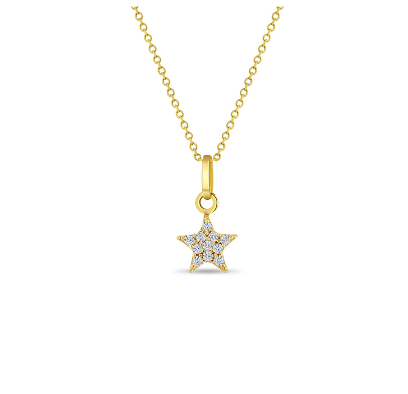 Copy of 14k Tiny Pave "Diamond" Star Necklace