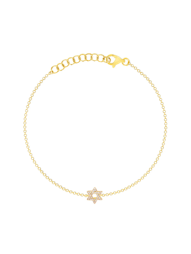 Gold and Diamond Star of David Bracelet