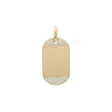 Small Diamond and Gold Engravable Dog Tag Charm
