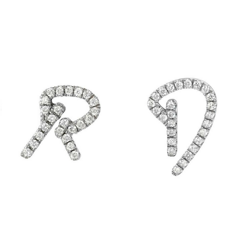Custom Signature Initial Earring With Diamonds