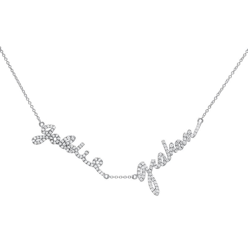 Double Name Custom Signature Necklace With Diamonds